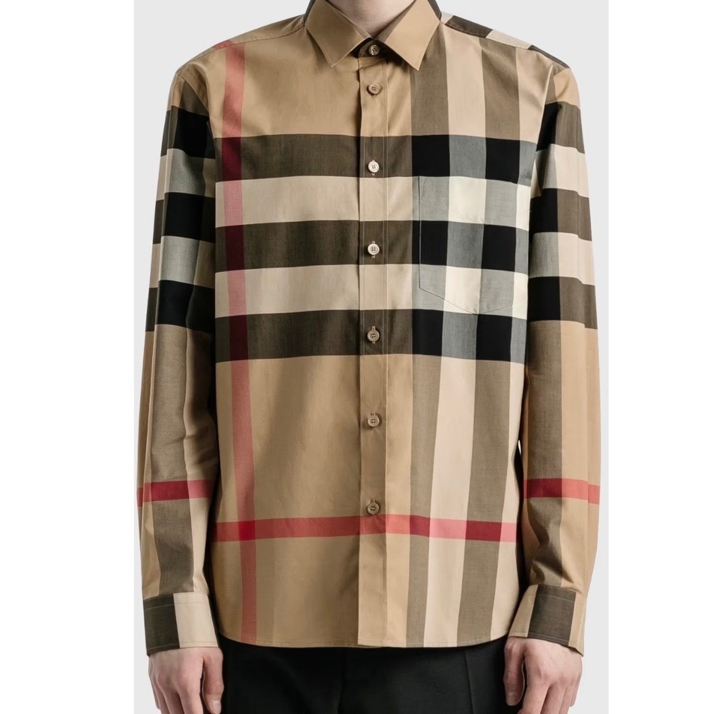 Burberry Summerton Nova Check Shirt Men Large Long Sleeve Button Up Poplin
